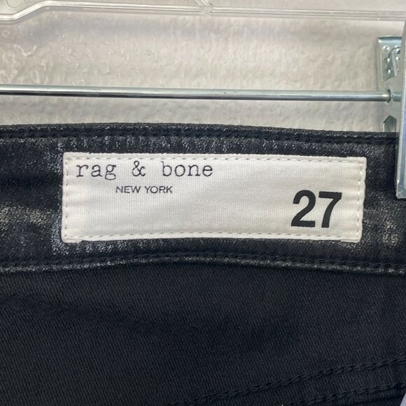 rag & bone Womens 27 Casey High Rise Ankle Flare Jeans Coated Black - Picture 4 of 12